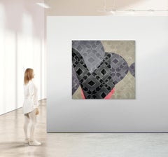 Tightly Pulled Geometric Textile-Inspired Abstract Painting, 48 x 52 in