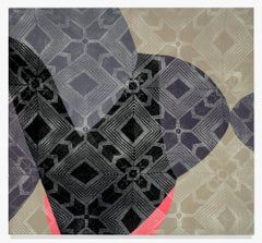 Tightly Pulled Geometric Textile-Inspired Abstract Painting, 48 x 52 in