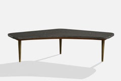 Marden, Coffee Table, Marble, Brass, Wood, USA, 1950s