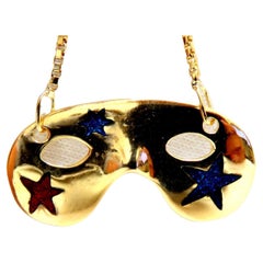 Mardi Gras Carnival Memorabilia Eye Mask Necklace 18kt