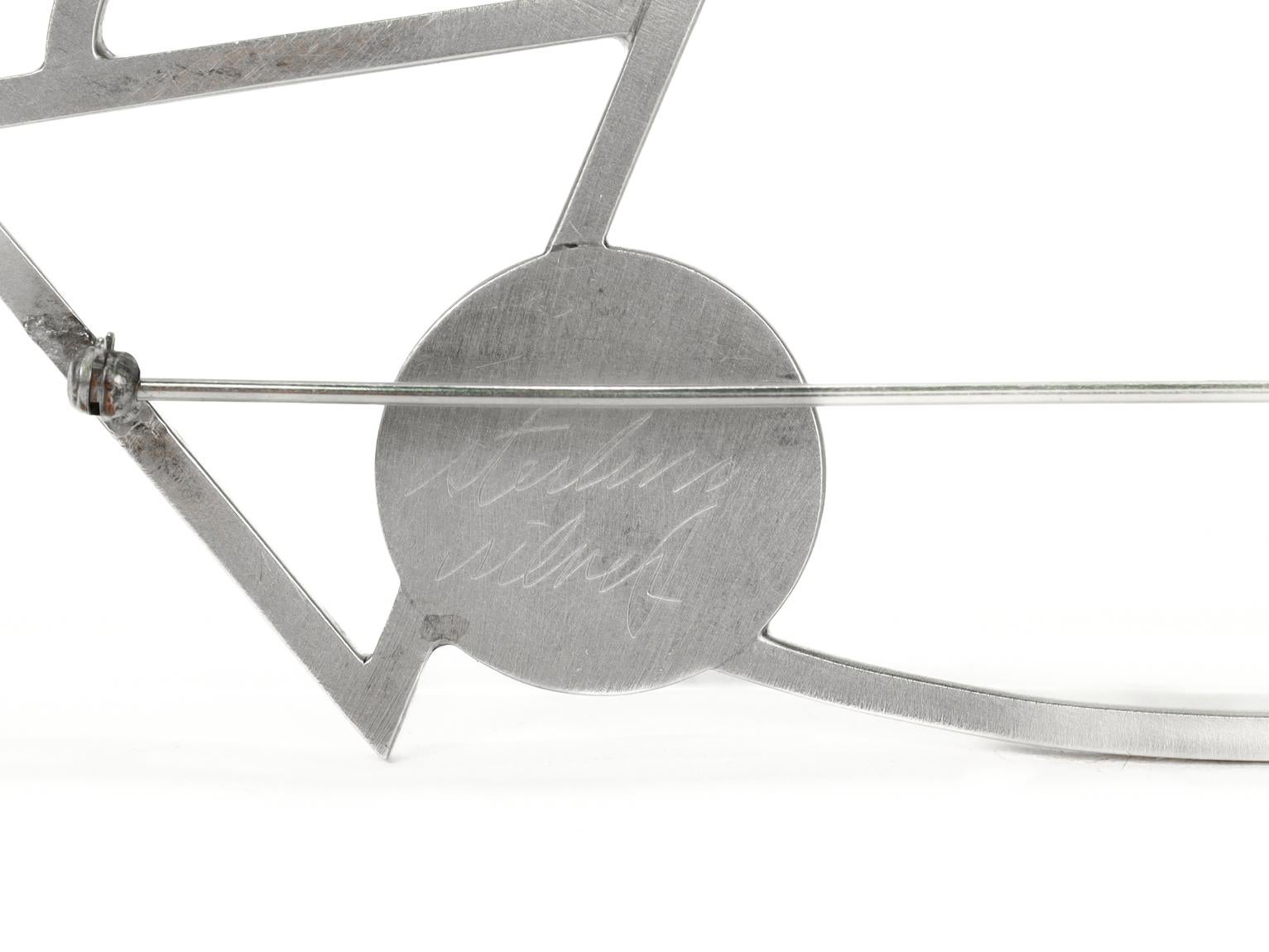Mardi Jo Cohen 1980's Modernist Sterling Silver & Gemstone Brooch or Pin For Sale 12