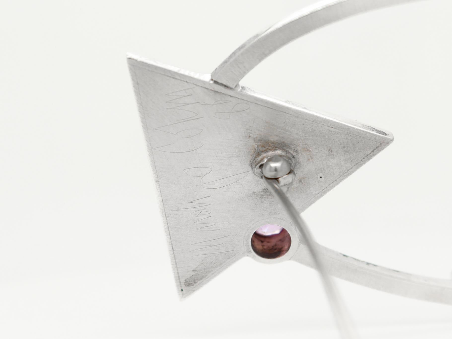 Mardi Jo Cohen 1980's Modernist Sterling Silver & Gemstone Brooch or Pin For Sale 13