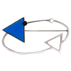 Mardi Jo Cohen 1989 Memphis Geometric Brooch in .925 Sterling with Gemstones
