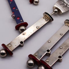 Service de couverts Memphis 20 en argent sterling avec pierres précieuses de Mardi Jo Cohen, 1990