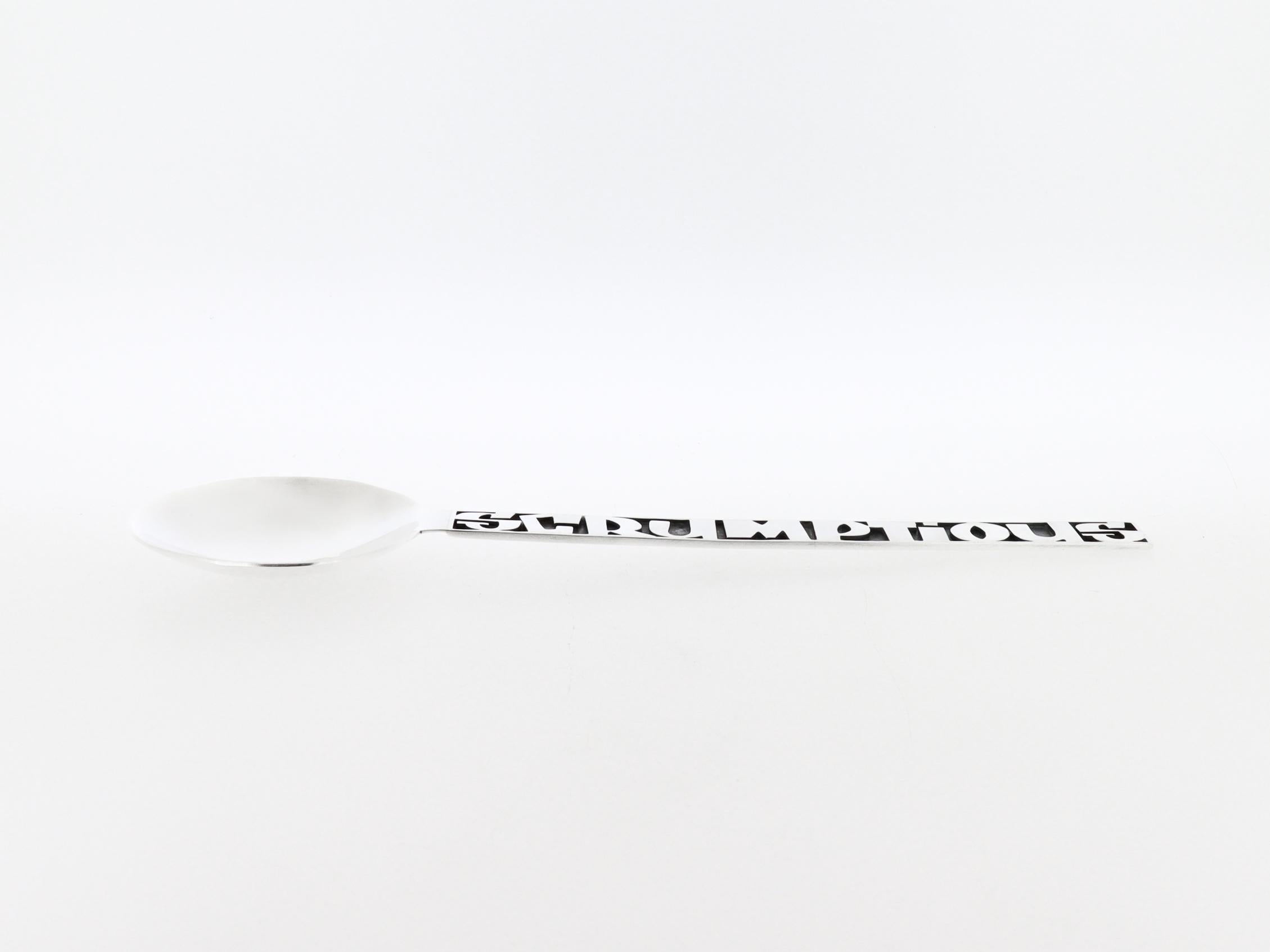 Mardi Jo Cohen Sterling Silver 'Delectable' Fork and 'Scrumptious' Serving Spoon For Sale 4