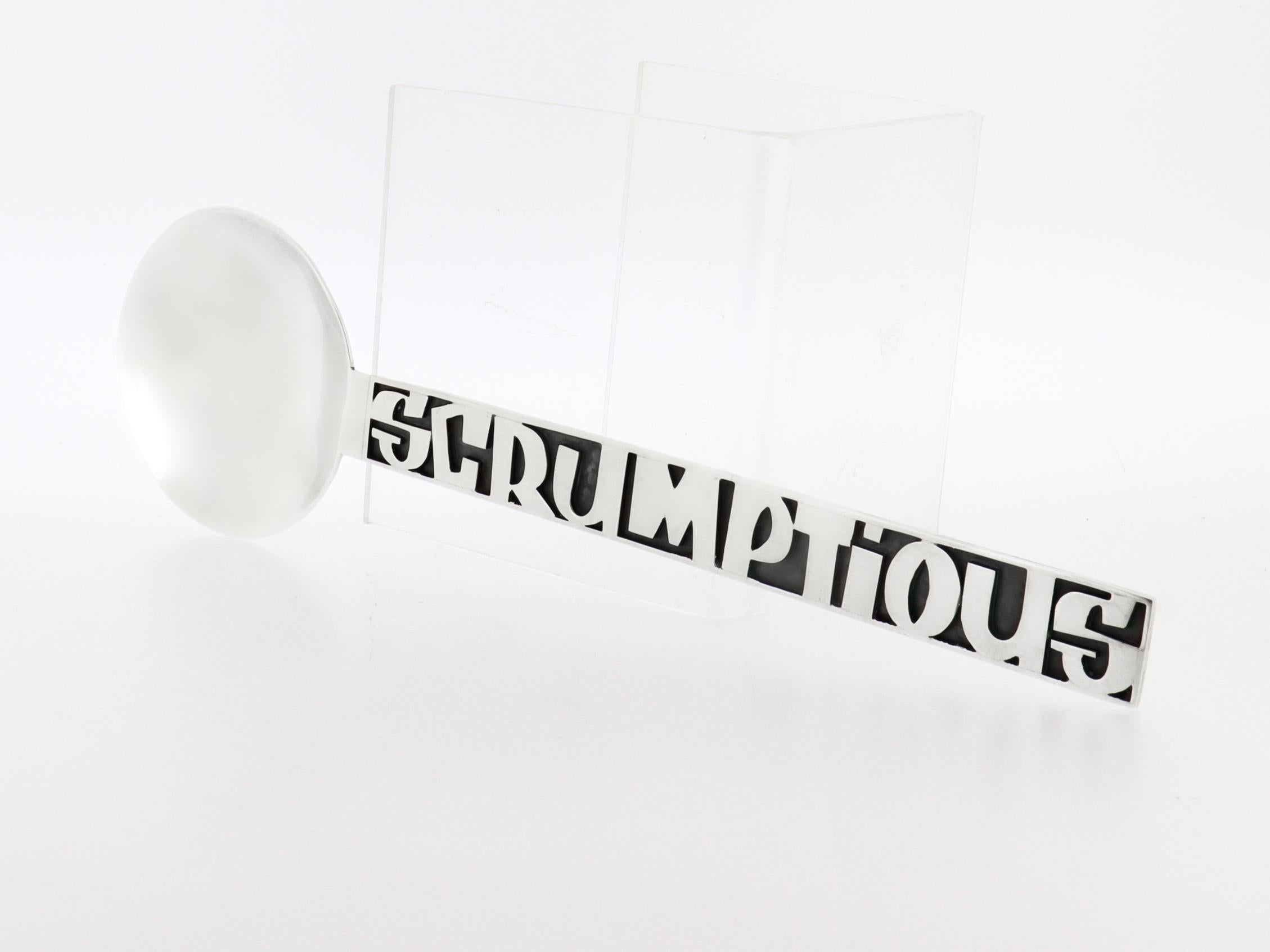 Mardi Jo Cohen Sterling Silver 'Delectable' Fork and 'Scrumptious' Serving Spoon For Sale 7