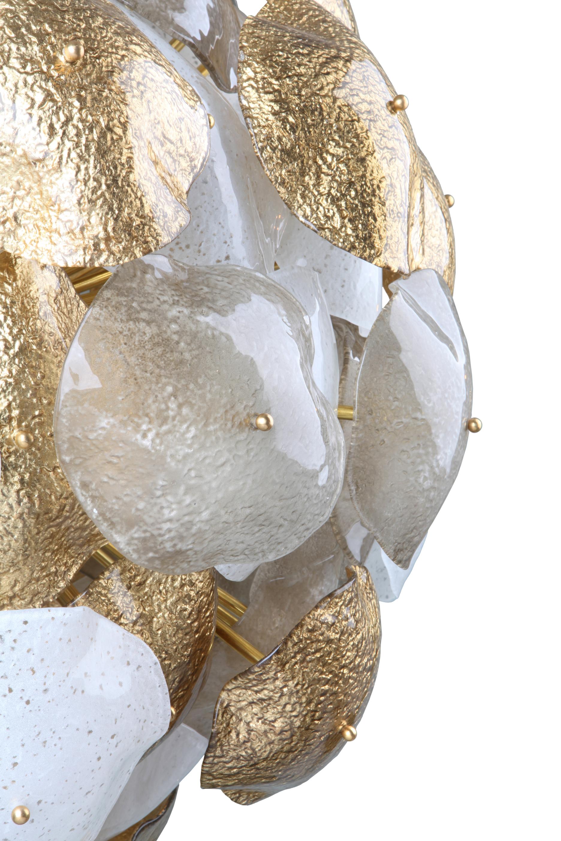 Italian Mare Murano Glass Sputnik Chandelier with 24-Carat Gold Leaf