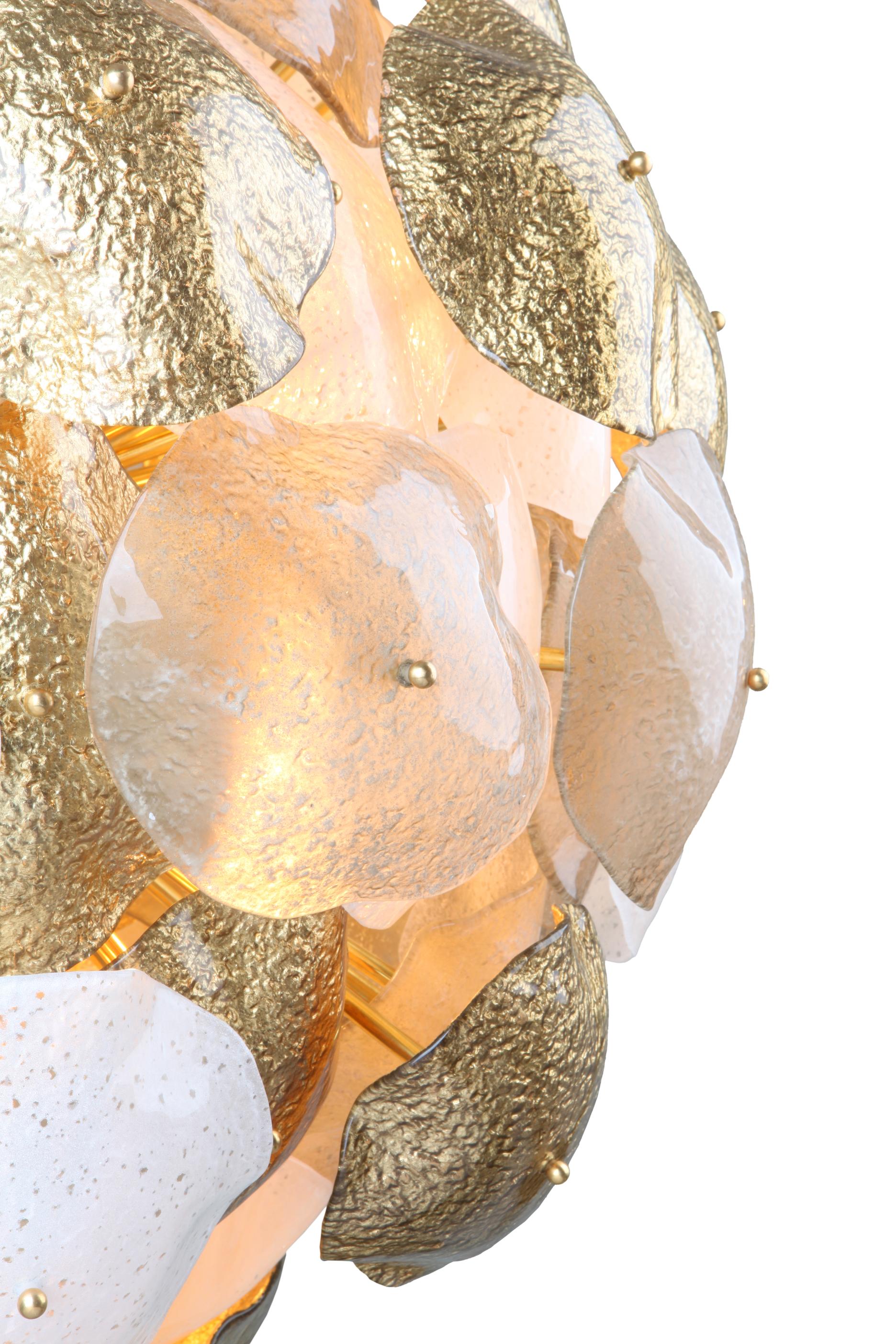 Mare Murano Glass Sputnik Chandelier with 24-Carat Gold Leaf In New Condition In London, GB