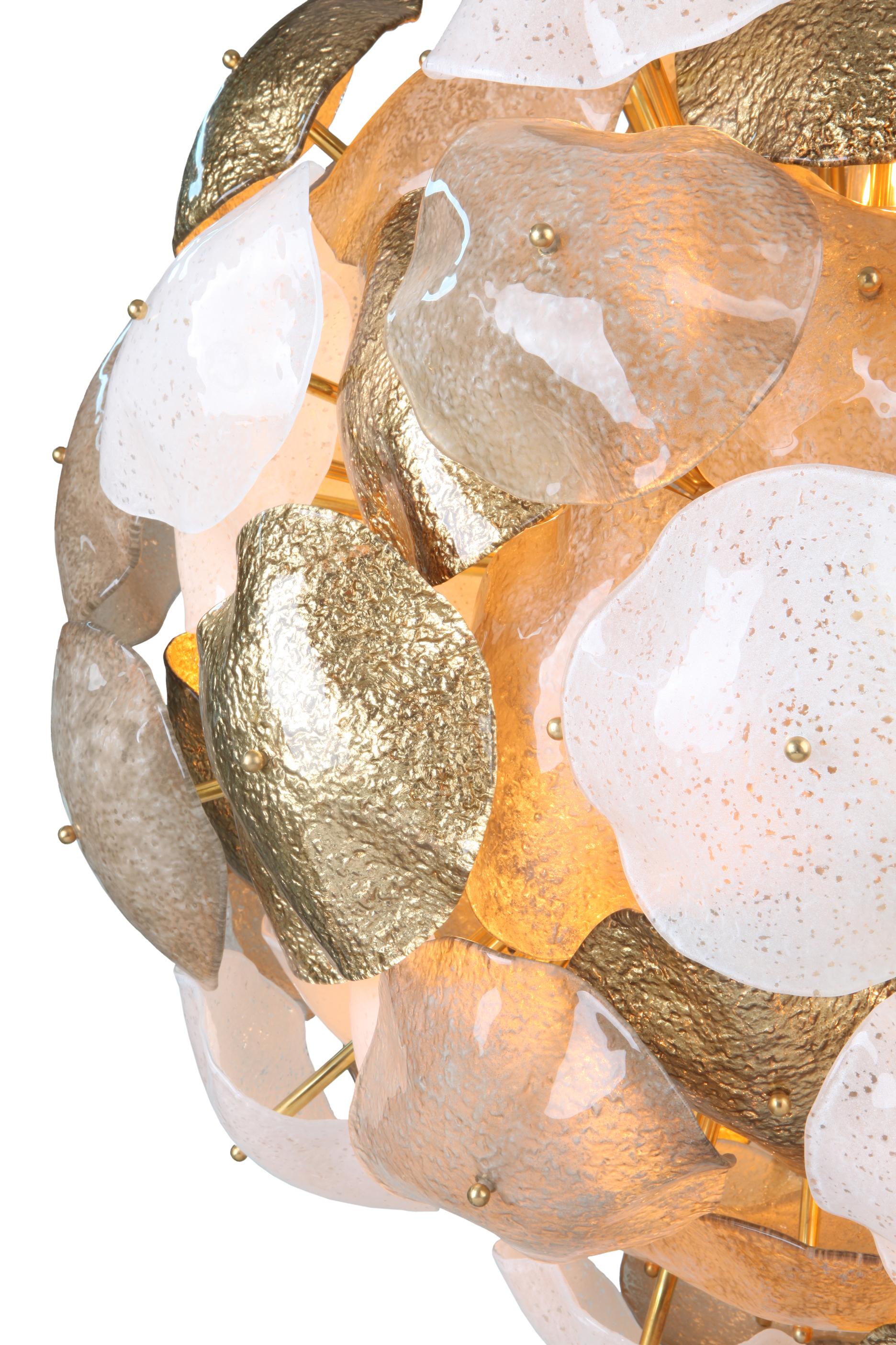 Brass Mare Murano Glass Sputnik Chandelier with 24-Carat Gold Leaf