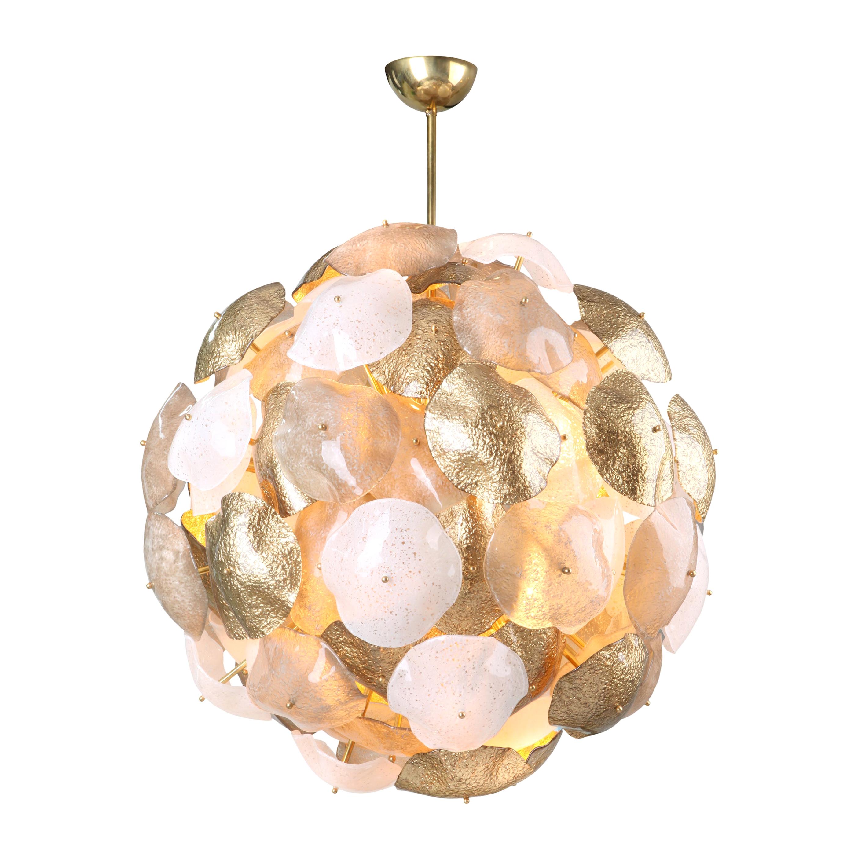 Mare Murano Glass Sputnik Chandelier with 24-Carat Gold Leaf 'US Spec'