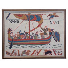 Mare Navi Nautical Woven Needlepoint Bayeux Tapestry Norman Invasion 37"