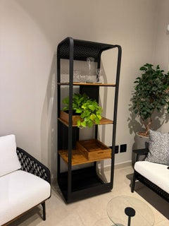 "Mare" Outdoor Boockcase in Aluminum and Natural Teak Wood  60