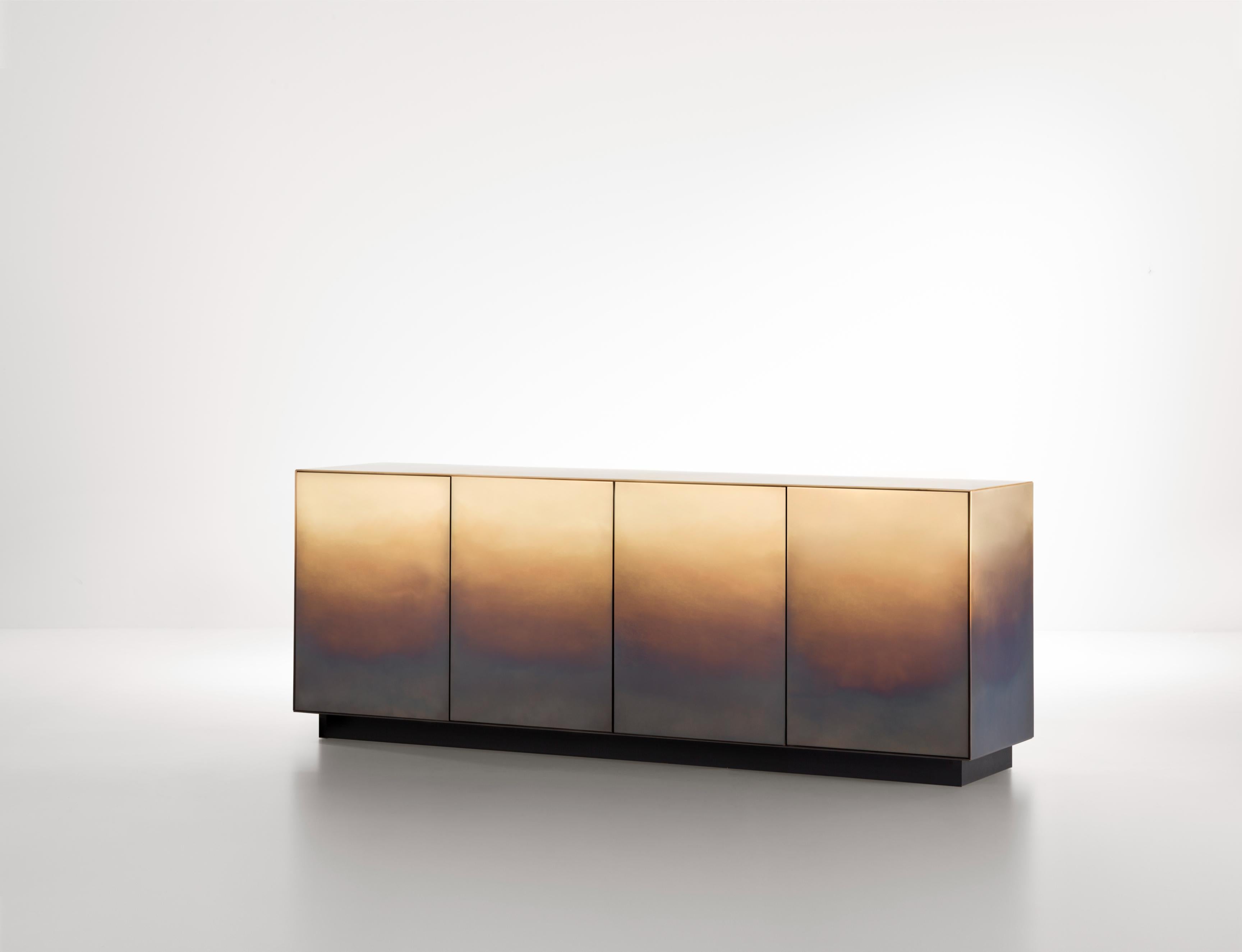 Marea Sideboard by De Castelli
Dimensions: W 190 x D 45 x H 71 cm
Materials: DeMarea Brass, Titanium Oak Wood
Copper and Stainless Steel versions are available. Two, Three, Five and Six doors versions are also available Please contact us for any