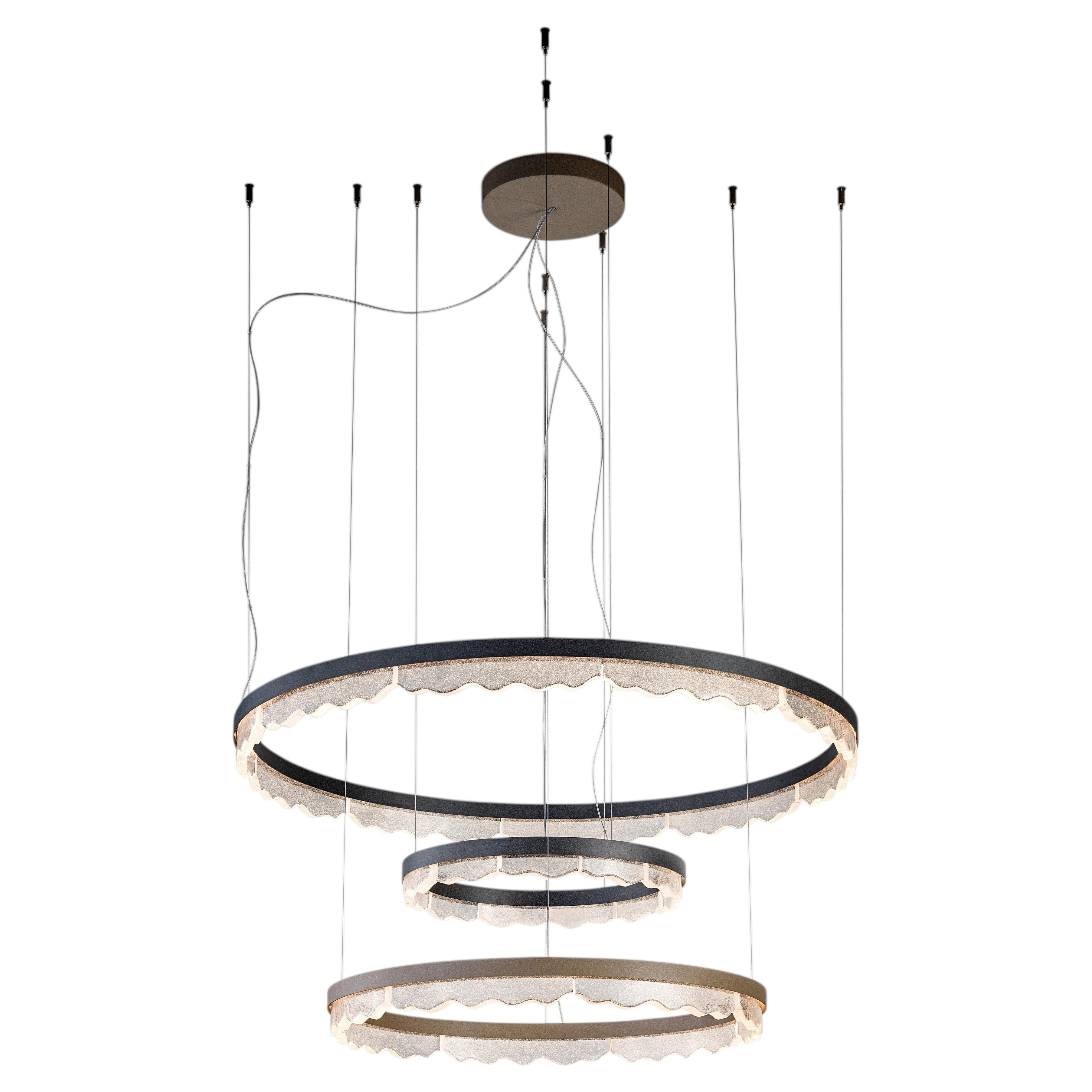 Marea Suspensions Composition, Pulegoso Transparent Murano Glass, Painted Finish