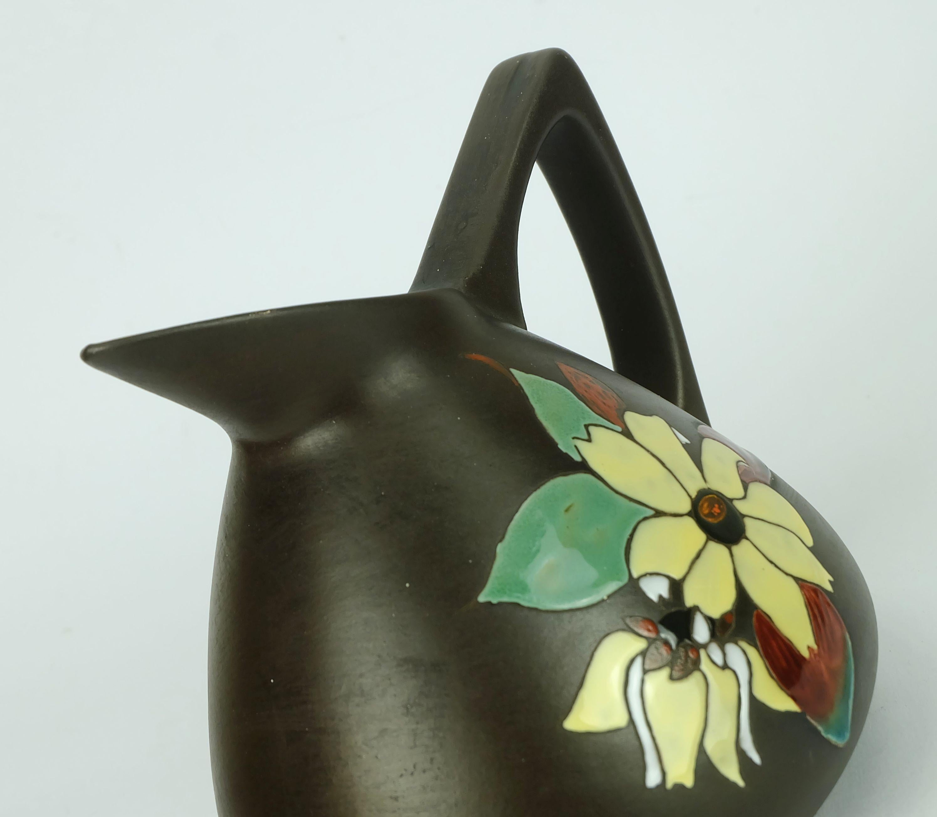 German marei keramik mid century 1950s VASE with floral decor model 48 19 For Sale
