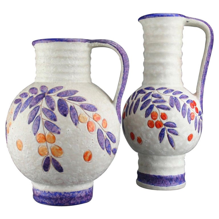 Marei West German Vases With Floral Motif Circa 1965 1970 For