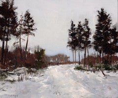 A Winter Forest - 21st century Contemporary landscape Painting of a Snow Forest