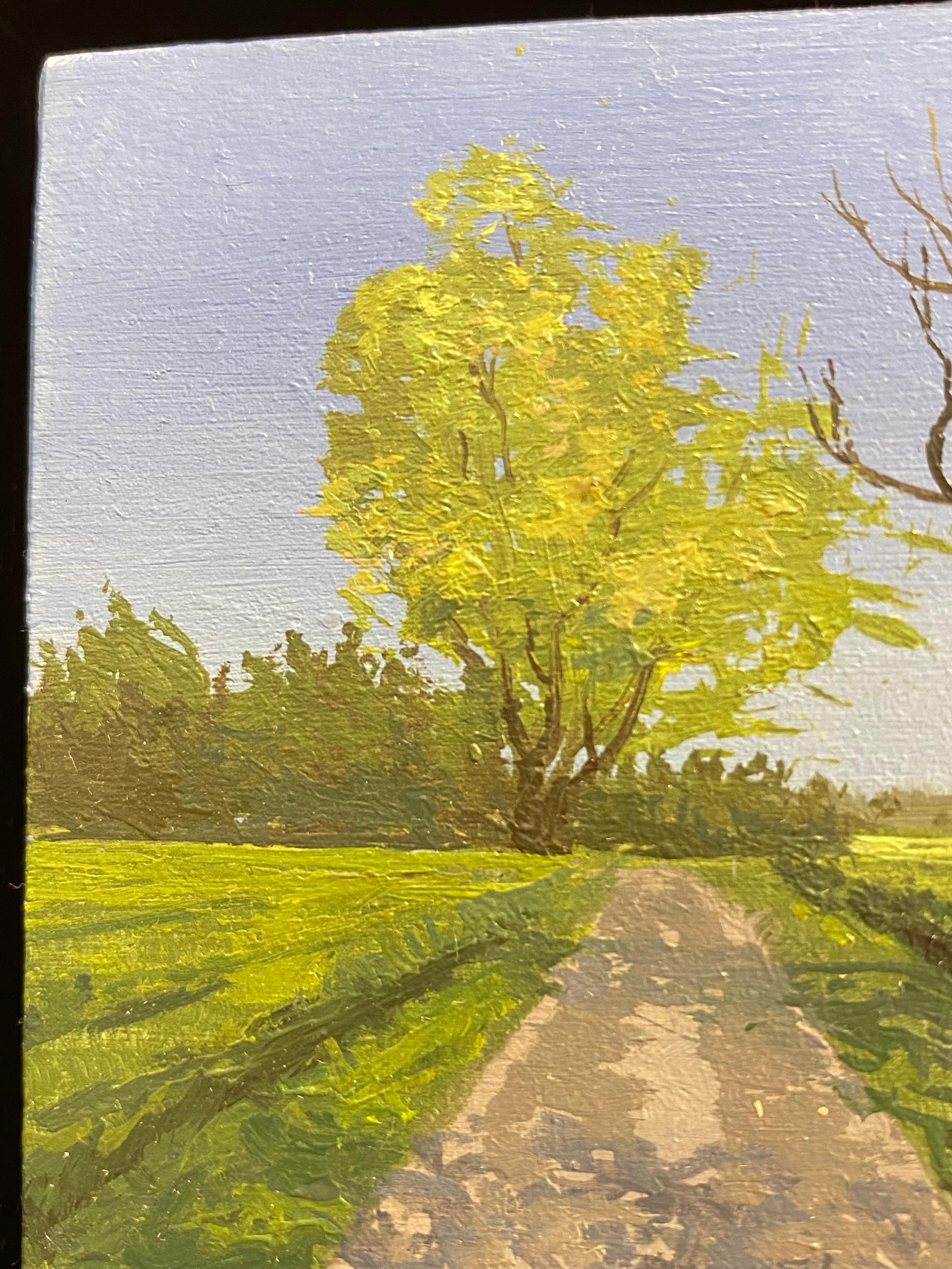 Marein Konijn
Pas mon ombre
10 x 10 cm (encadré, inclus dans le prix 15 x 15 cm)

De grands paysages monumentaux sans couleur, de petits paysages aux innombrables nuances de vert, des peintures figuratives où l'essence de la forme fait ressentir