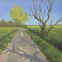 No es mi sombra - Paisaje contemporáneo del siglo XXI Pintura de un paisaje