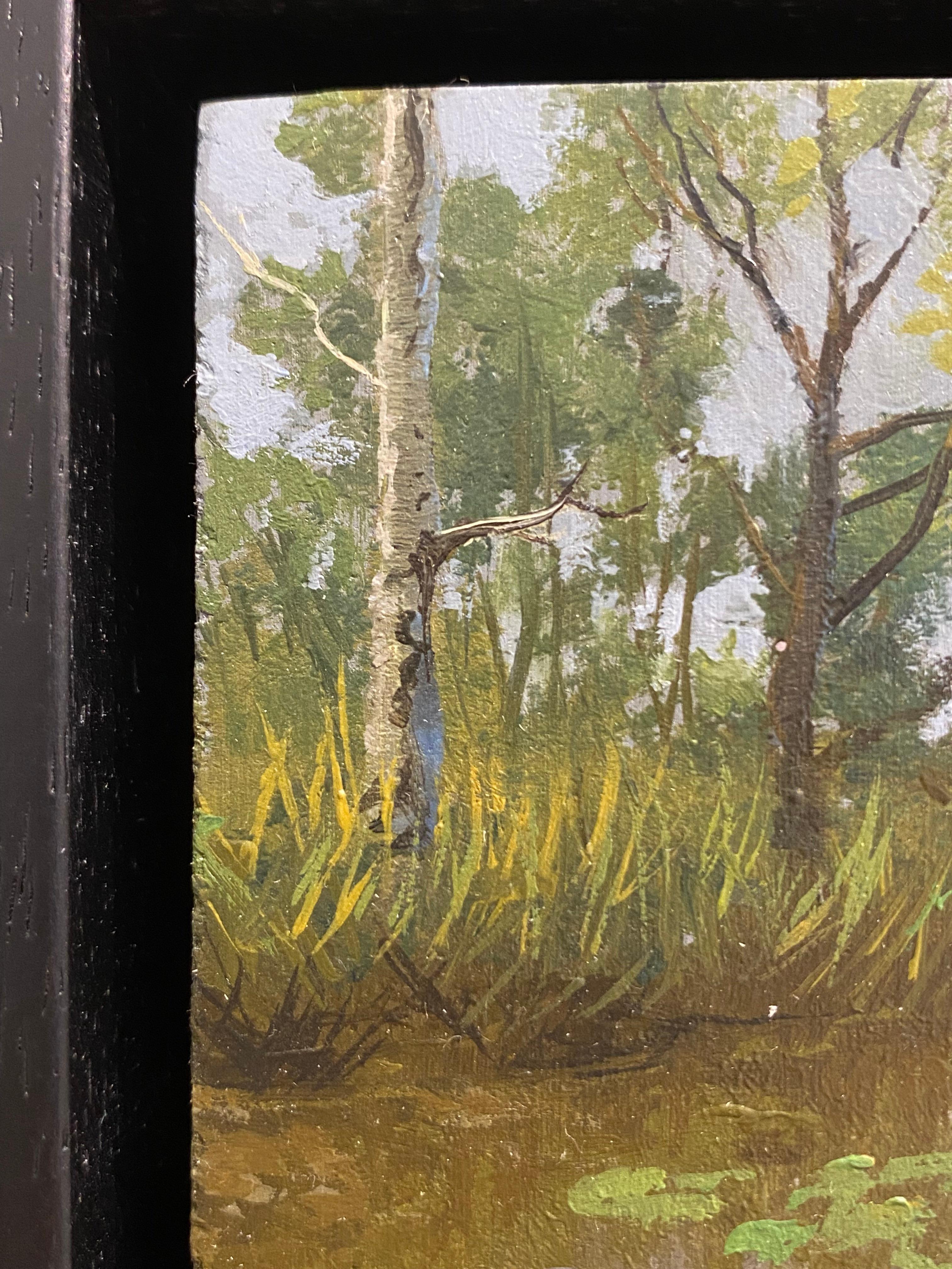 Marein Konijn
Sobre el agua
10 x 10 cm (Enmarcado, incluido en el precio 15 x 15 cm)

Grandes paisajes monumentales sin color, pequeños paisajes con innumerables tonos de verde, cuadros figurativos donde la esencia de la forma te hace sentir la