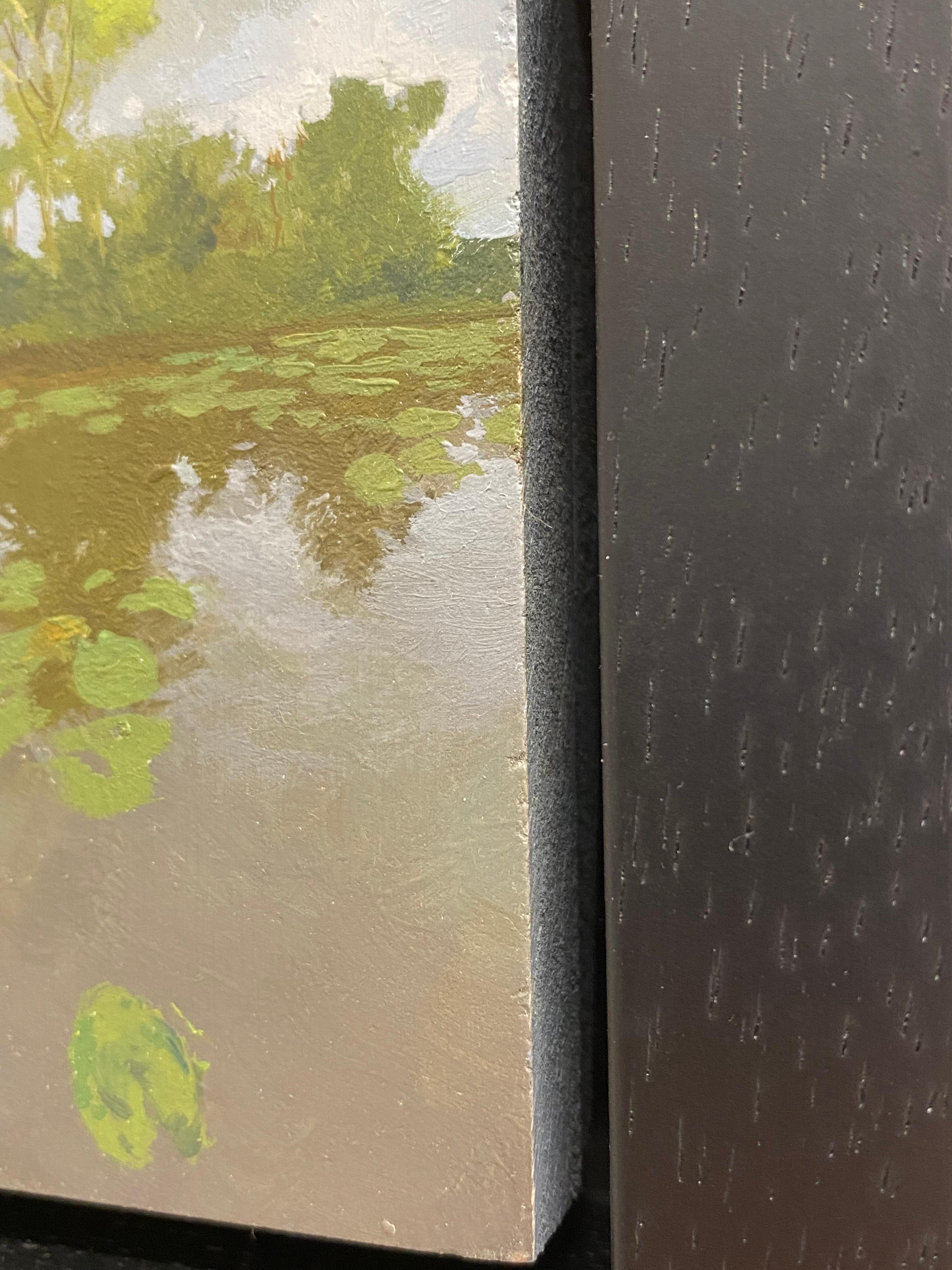 Sobre el agua - Paisaje contemporáneo del siglo XXI Pintura de un paisaje en venta 4