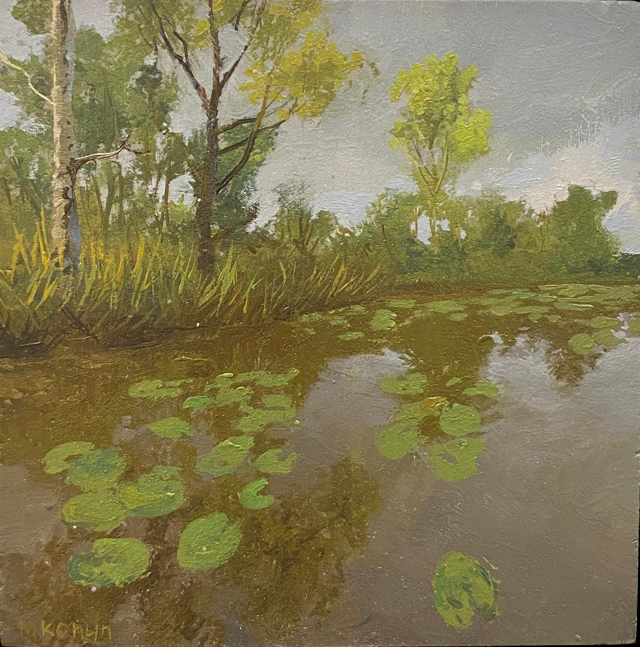 Landscape Painting de Marein Konijn - Sobre el agua - Paisaje contemporáneo del siglo XXI Pintura de un paisaje
