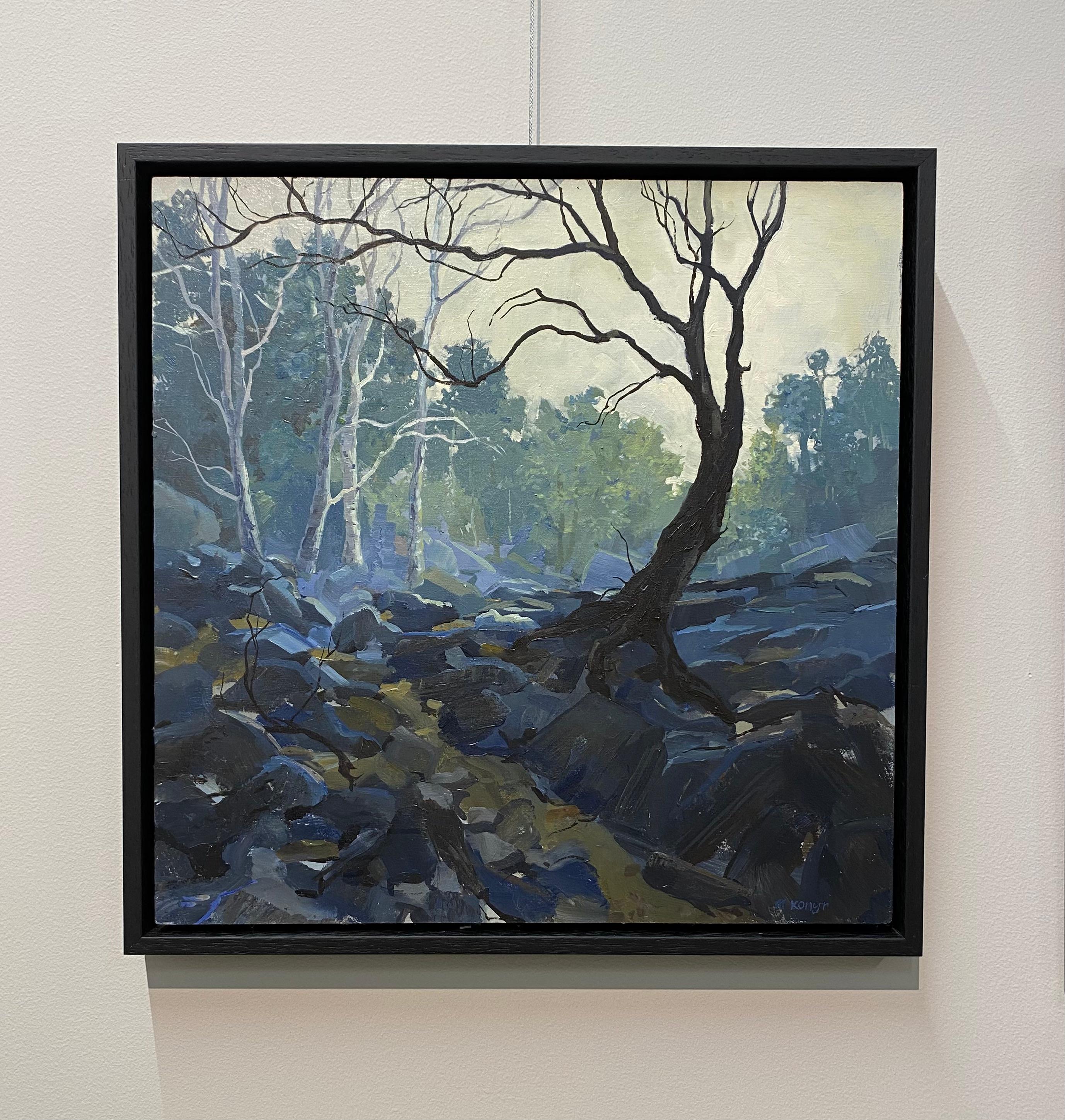Turning point - 21st century Contemporary landscape Painting of a landscape - Gray Landscape Painting by Marein Konijn
