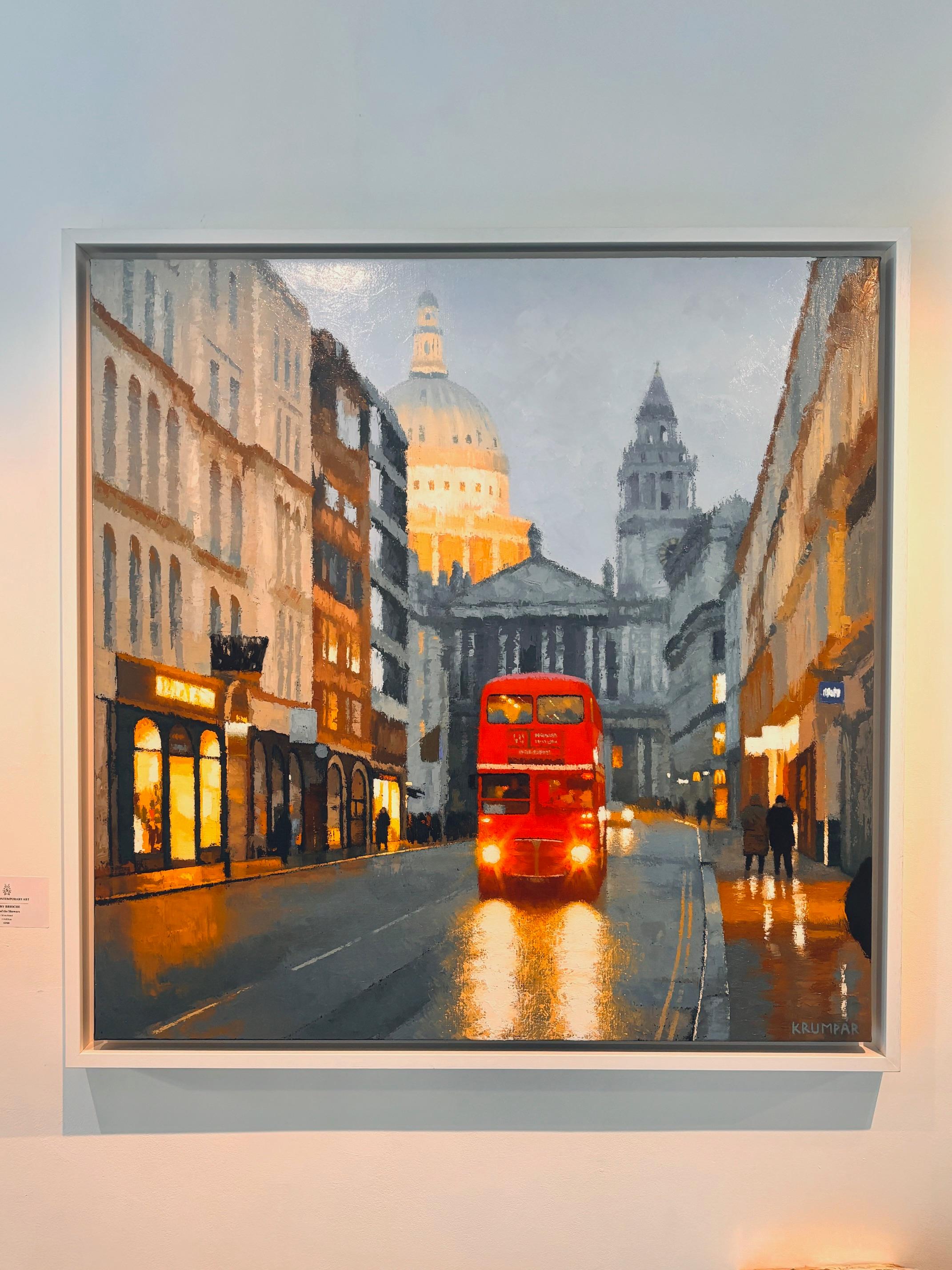 London Bus - London cityscape impressionism painting -  contemporary art - Painting by Marek Krumpar