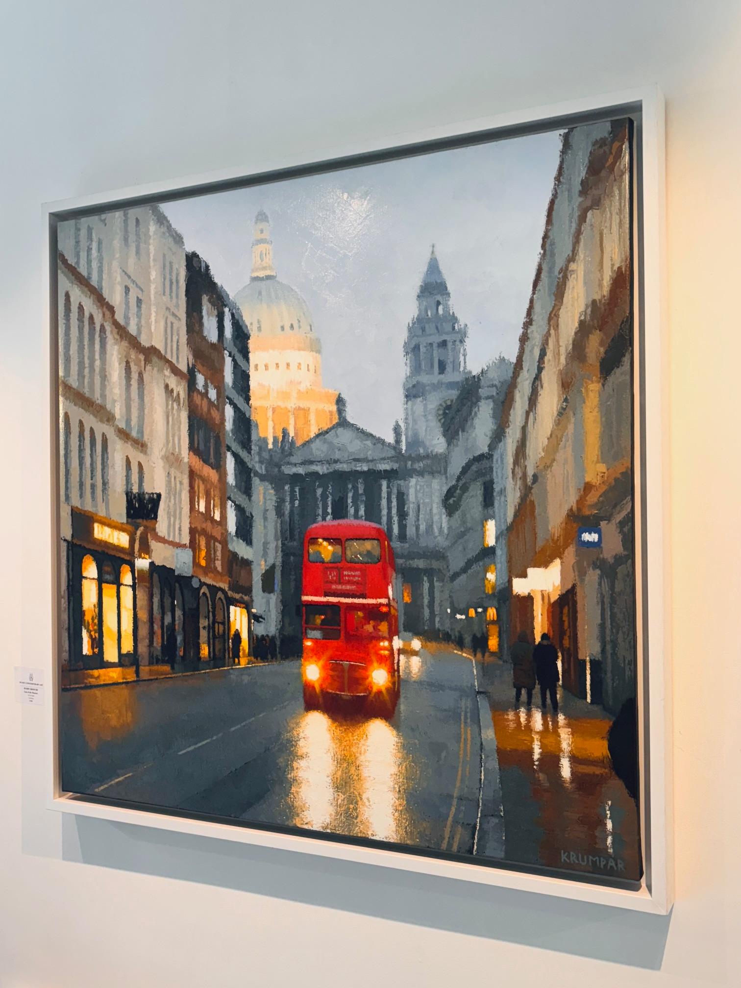 London Bus - London cityscape impressionism painting -  contemporary art - Surrealist Painting by Marek Krumpar
