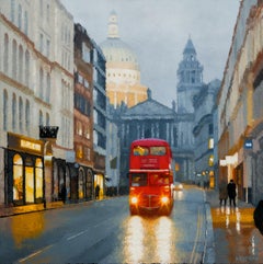 London Bus - London cityscape impressionism painting -  contemporary art