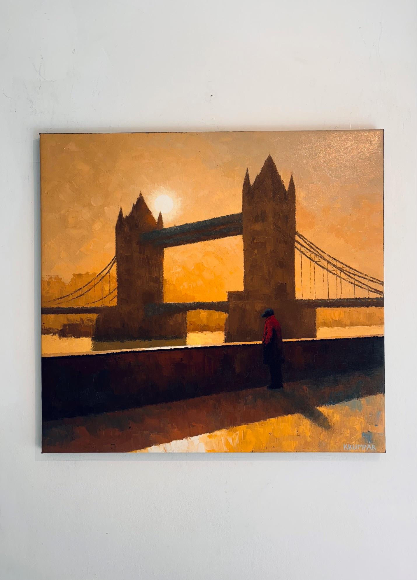 Tower Bridge - Londoner Stadtbild Impressionismus Gemälde -  zeitgenössische Kunst (Surrealismus), Art, von Marek Krumpar