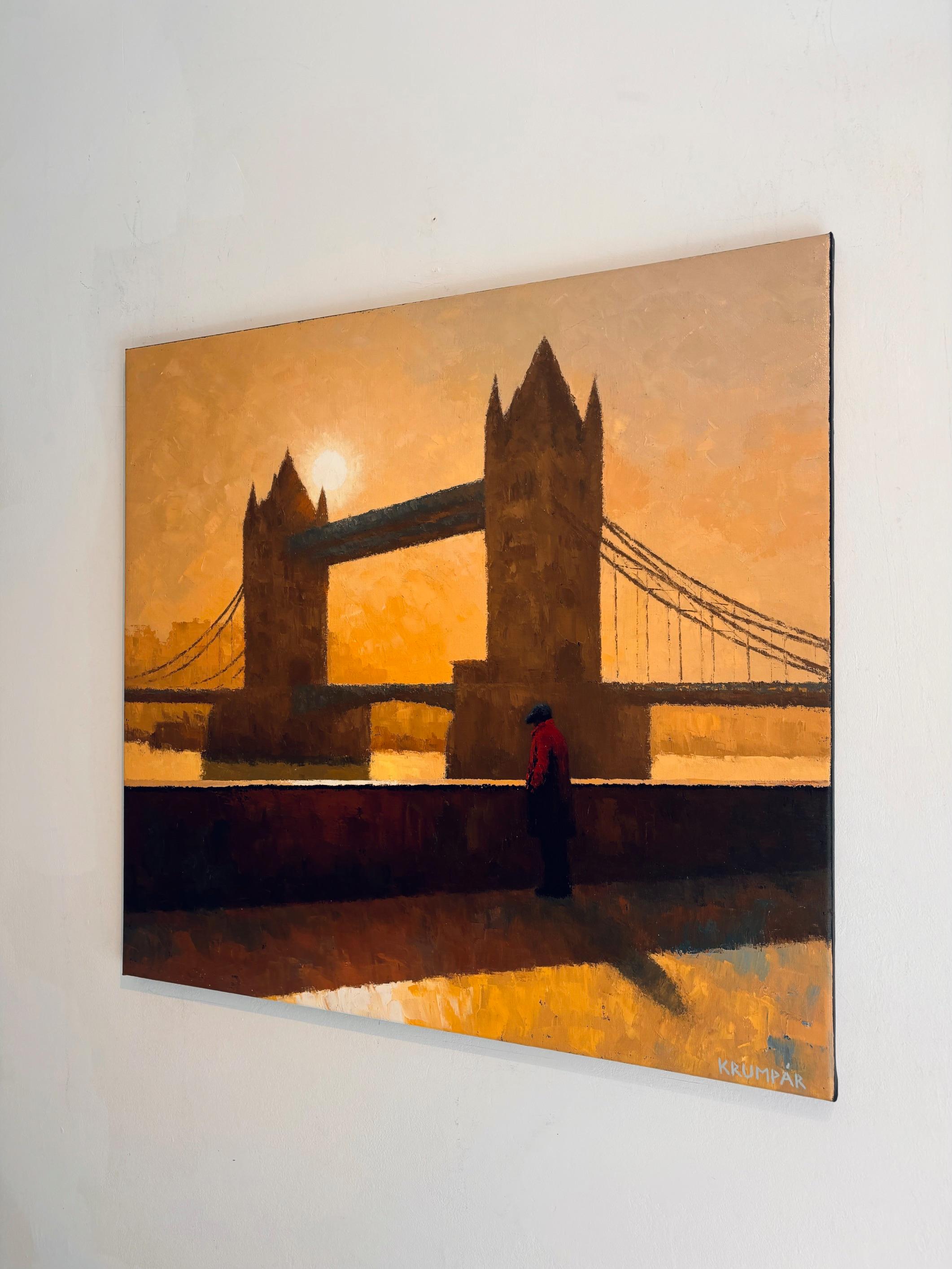 This evocative oil on canvas by Marek Krumpar is currently on display and available for sale at Signet Contemporary Art Gallery and online.

In Tower Bridge, Krumpar distills a timeless London scene into a moment of contemplative stillness. Towering