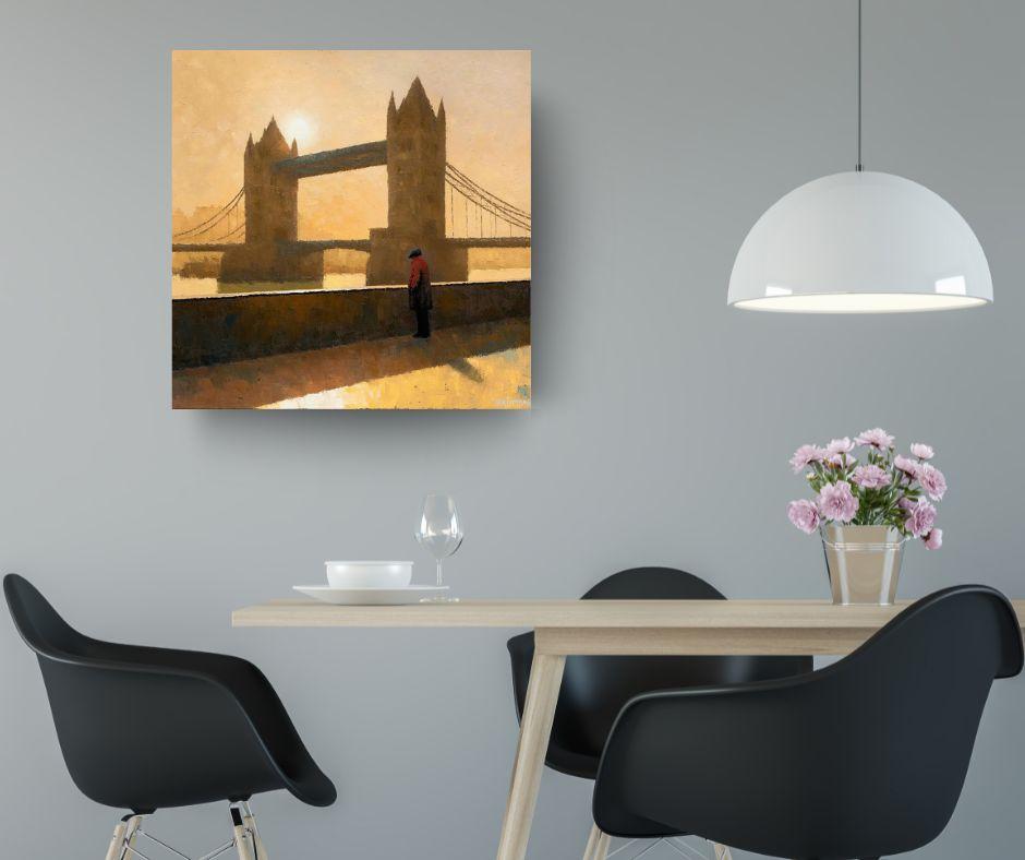 Tower Bridge - Londoner Stadtbild Impressionismus Gemälde -  zeitgenössische Kunst im Angebot 2