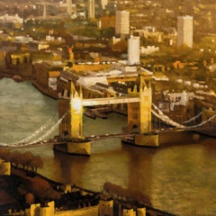 Tower Bridge Original Cityscape Painting, Oil on Canvas, Impressionism 100x100cm