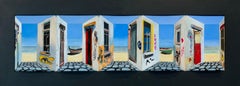 Beach Houses I - Original 3D surrealistic painting - contemporary illusion art