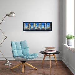Strandhäuser II - Original 3D surrealistisches Gemälde - Zeitgenössische Illusionskunst