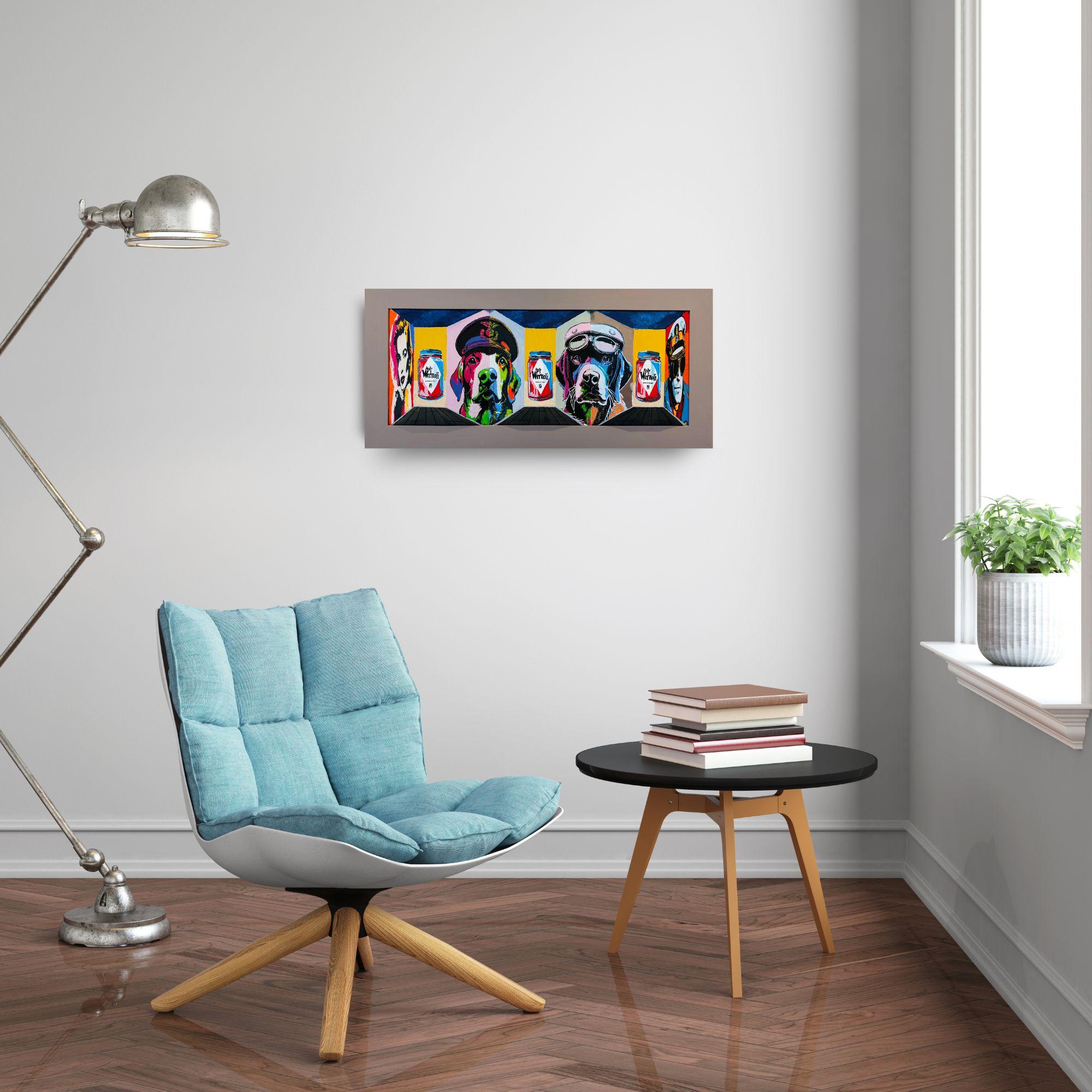 Homage to Andy Warhol I - Original 3D surrealistic painting - contemporary art - Surrealist Painting by Marek Letkiewicz