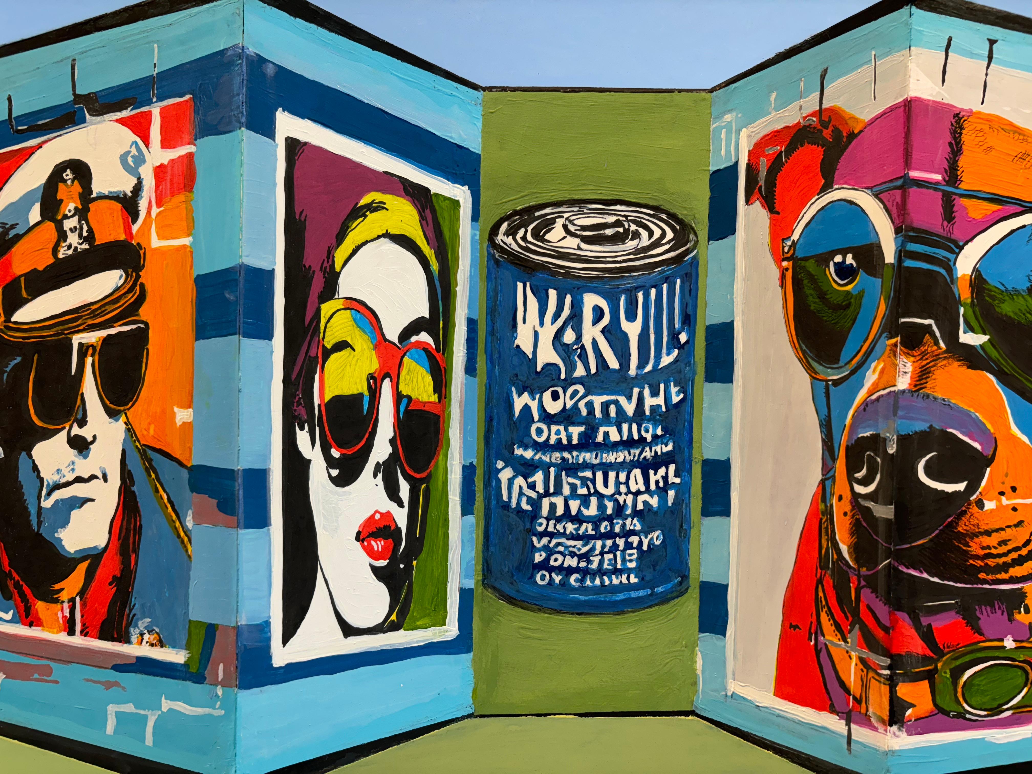 Homage to Andy Warhol II - contemporary art -  original 3D surrealistic painting - Black Abstract Painting by Marek Letkiewicz