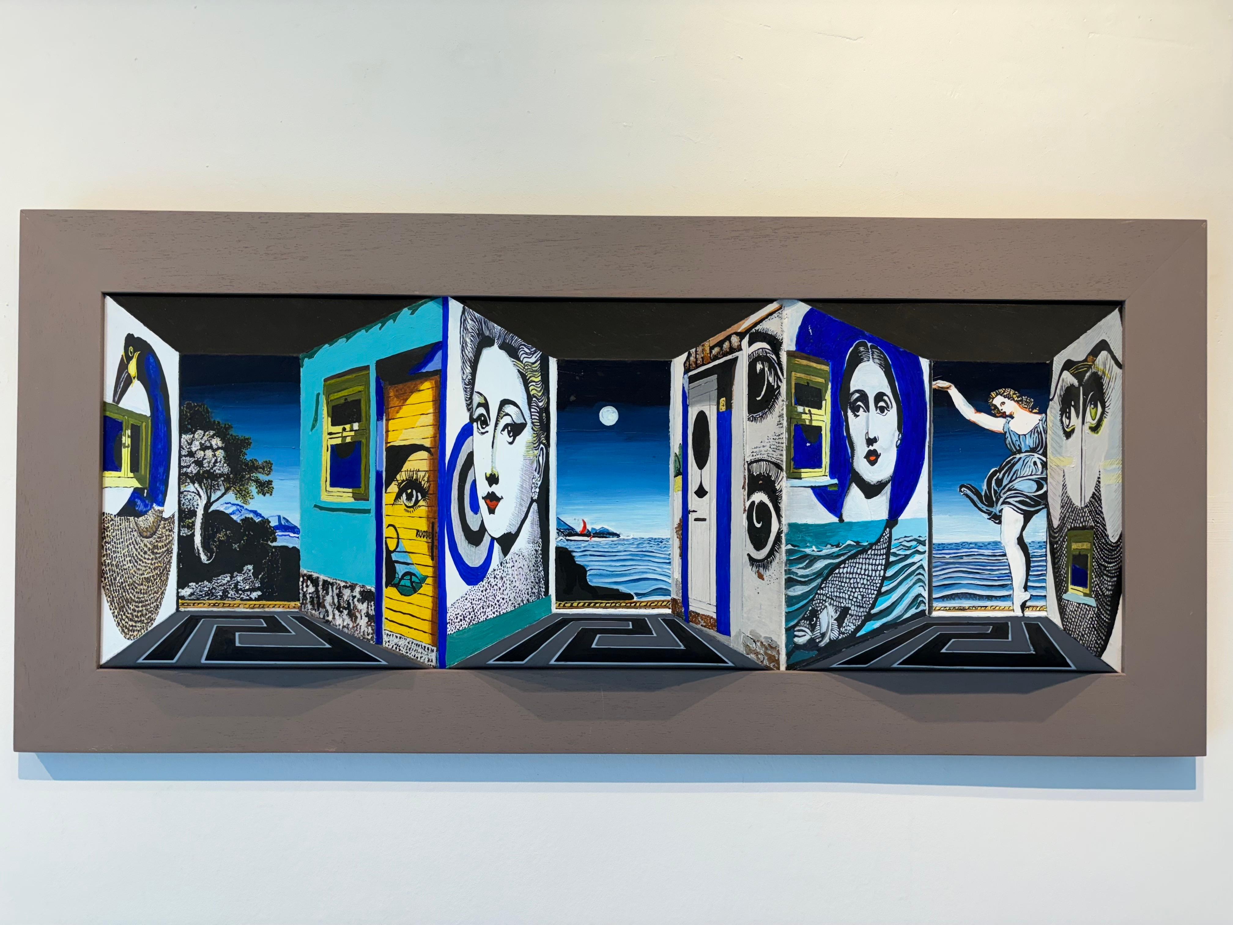 Homage to Fornasetti - contemporary artwork -  original 3D surrealistic painting For Sale 1