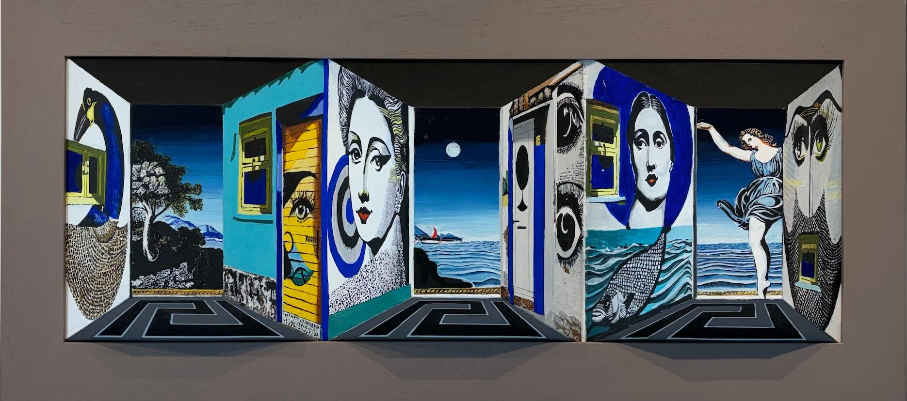 Homenaje a Fornasetti - obra de arte contemporáneo -  pintura surrealista original en 3D