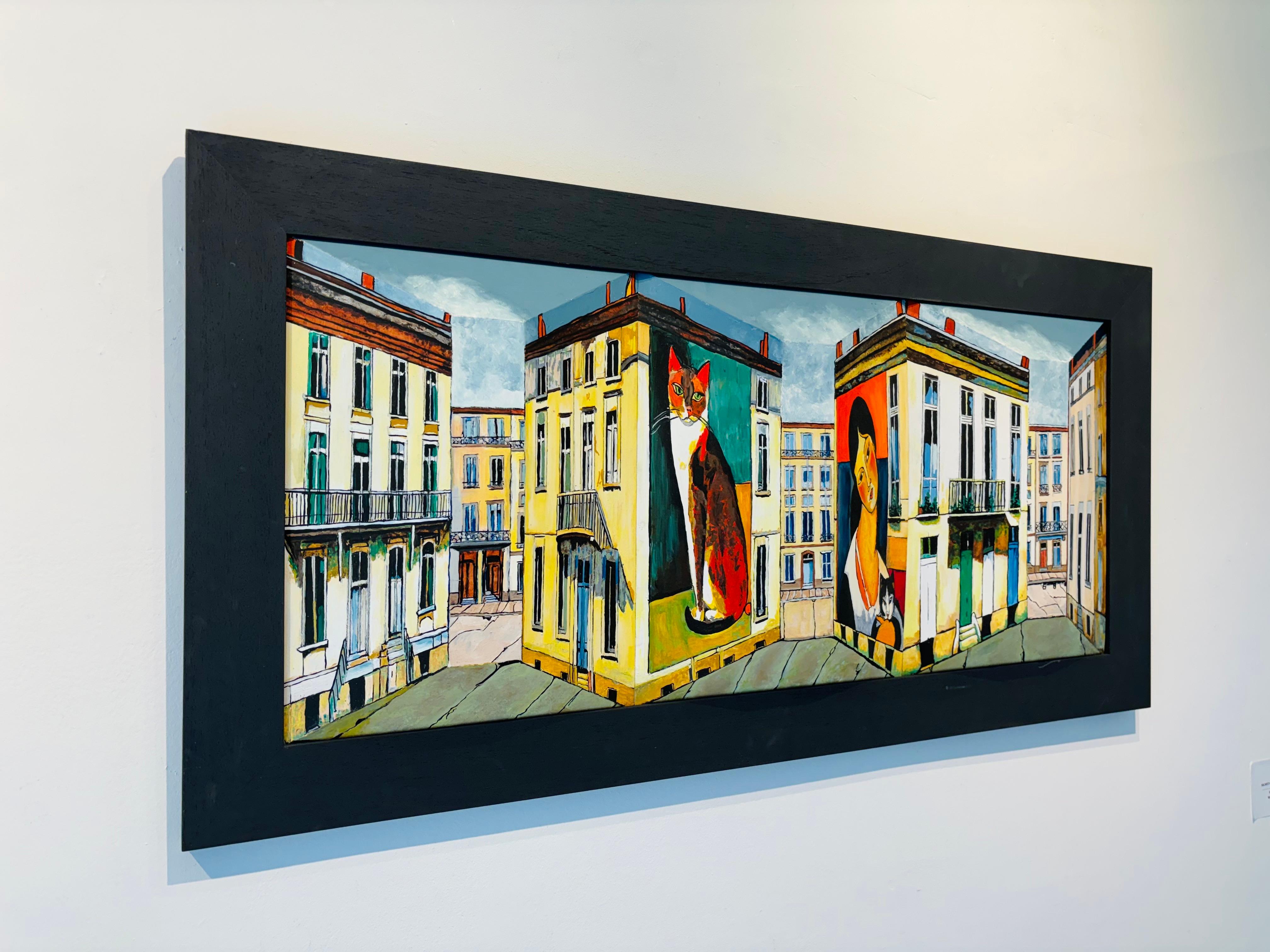 Homage to Modigliani-Original 3D surrealistic painting-contemporary illusion art - Surrealist Art by Marek Letkiewicz