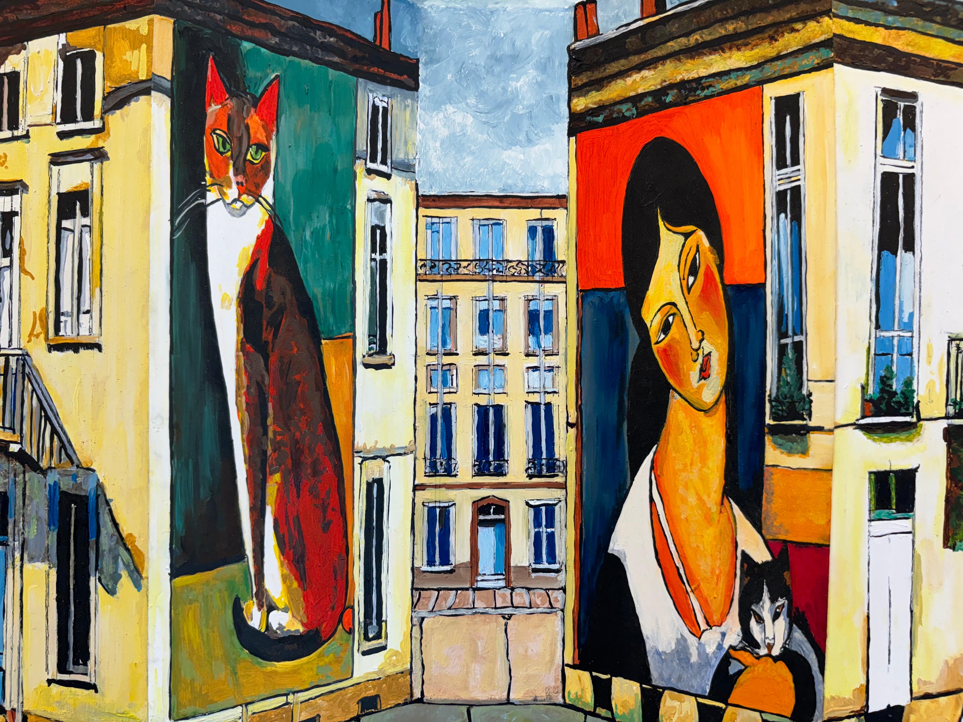 Homage to Modigliani-Original 3D surrealistic painting-contemporary illusion art For Sale 1