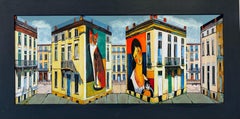 Omaggio a Modigliani-Pittura surrealista originale in 3D-arte contemporanea dell'illusione