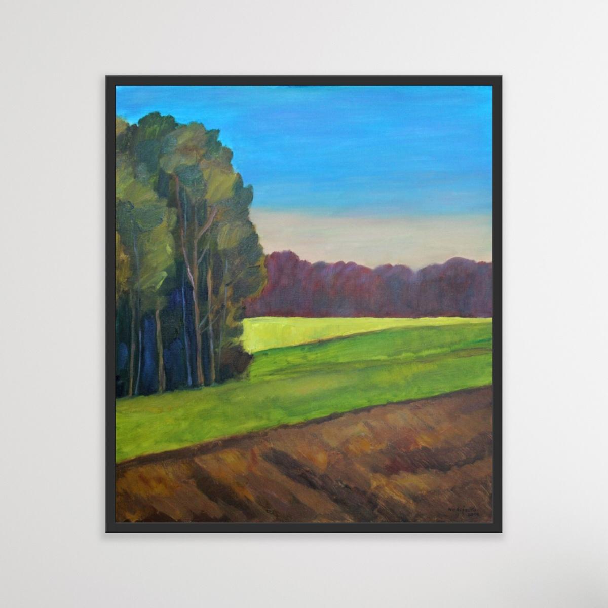 Autumn silence - XXI century, Oil landscape painting, Colourful - Contemporary Painting by Marek Niedojadło