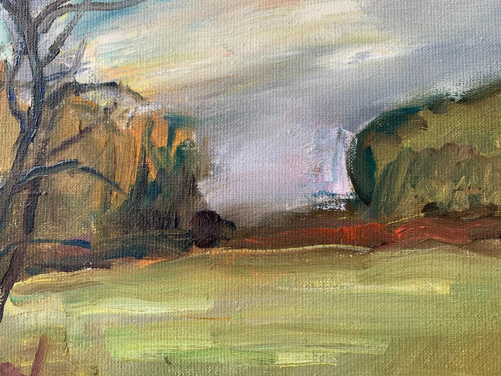 Before a storm. Figurative oil painting, Colourful, Ladnscape, Polish artist - Other Art Style Painting by Marek Niedojadło