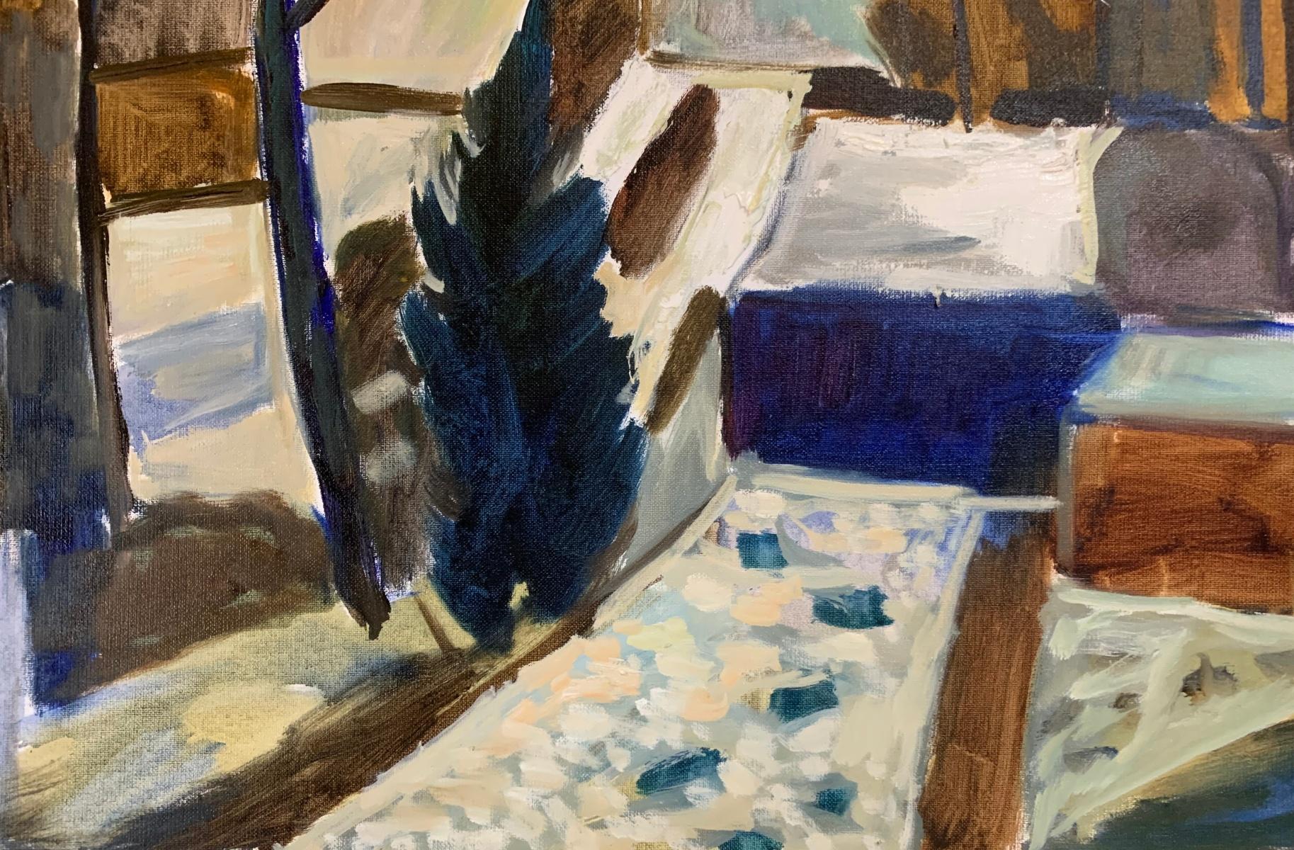 Grey landscape. Oil Landscape Painting, Geometric, Figurative, Polish artist For Sale 3