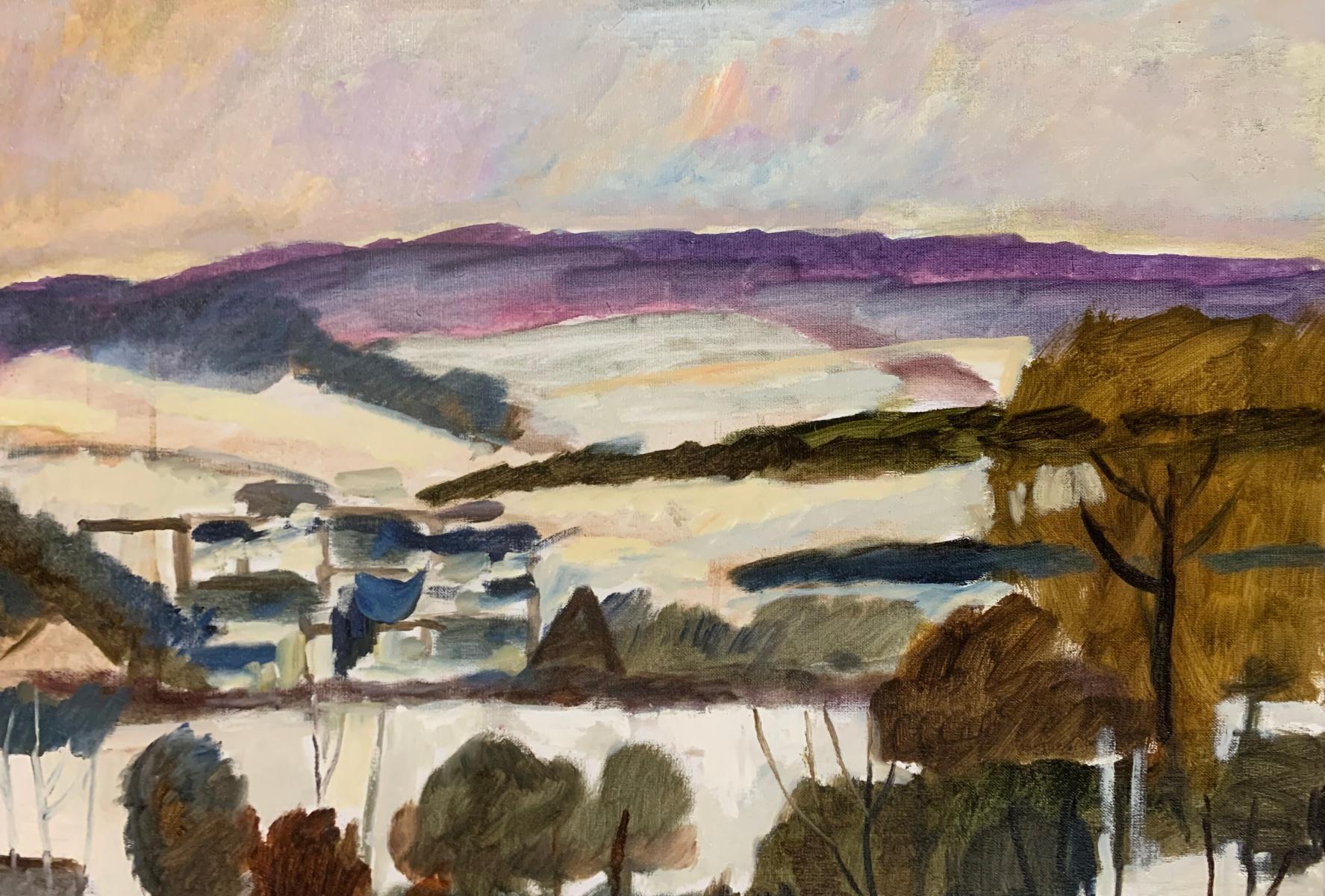 Podgorze en invierno. Pintura al óleo Paisaje, Geométrico, Figurativo, Artista polaco - Painting Otro estilo de arte de Marek Niedojadło