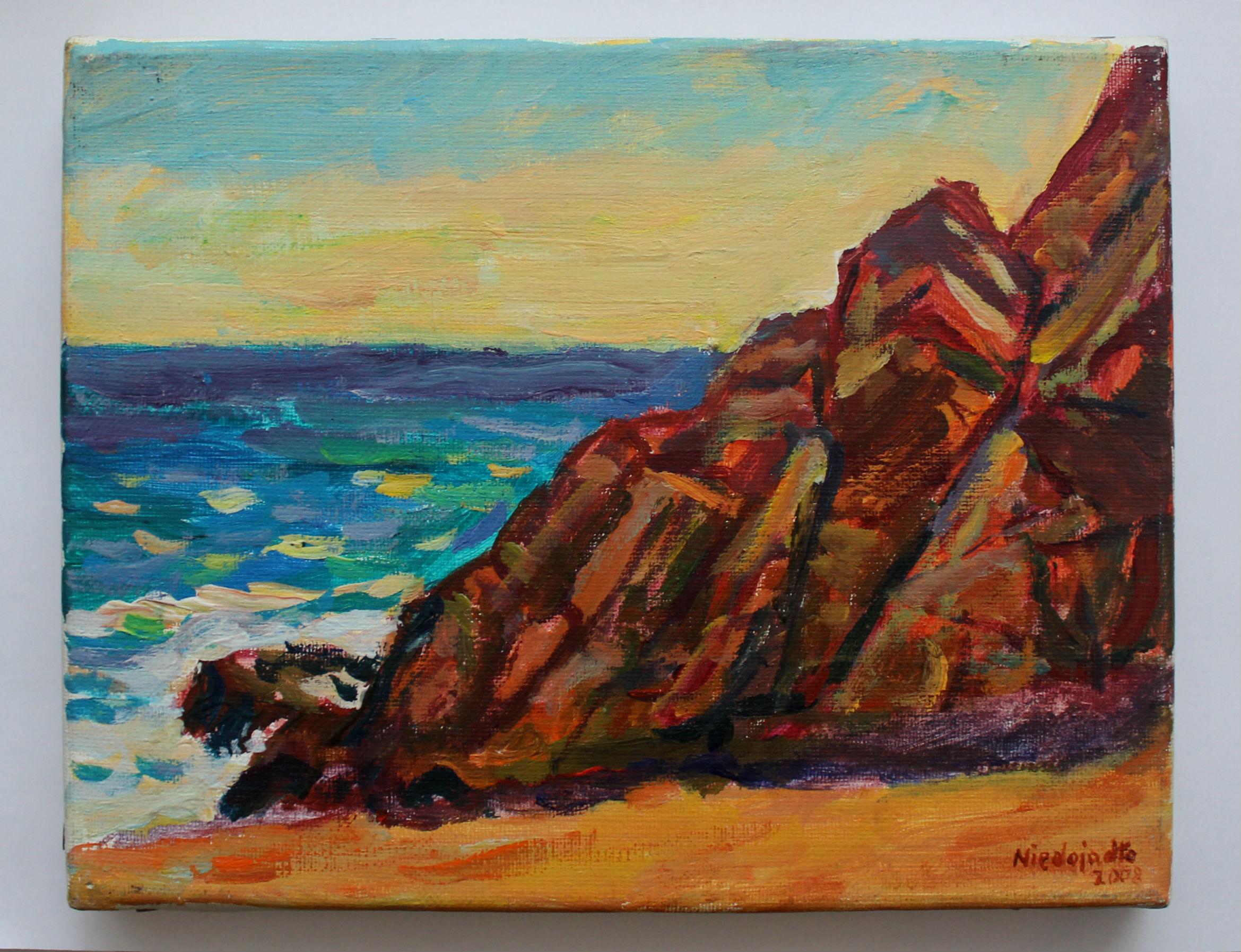 Rocks in Spain - 21 century, Oil landscape painting, Colourful - Painting by Marek Niedojadło