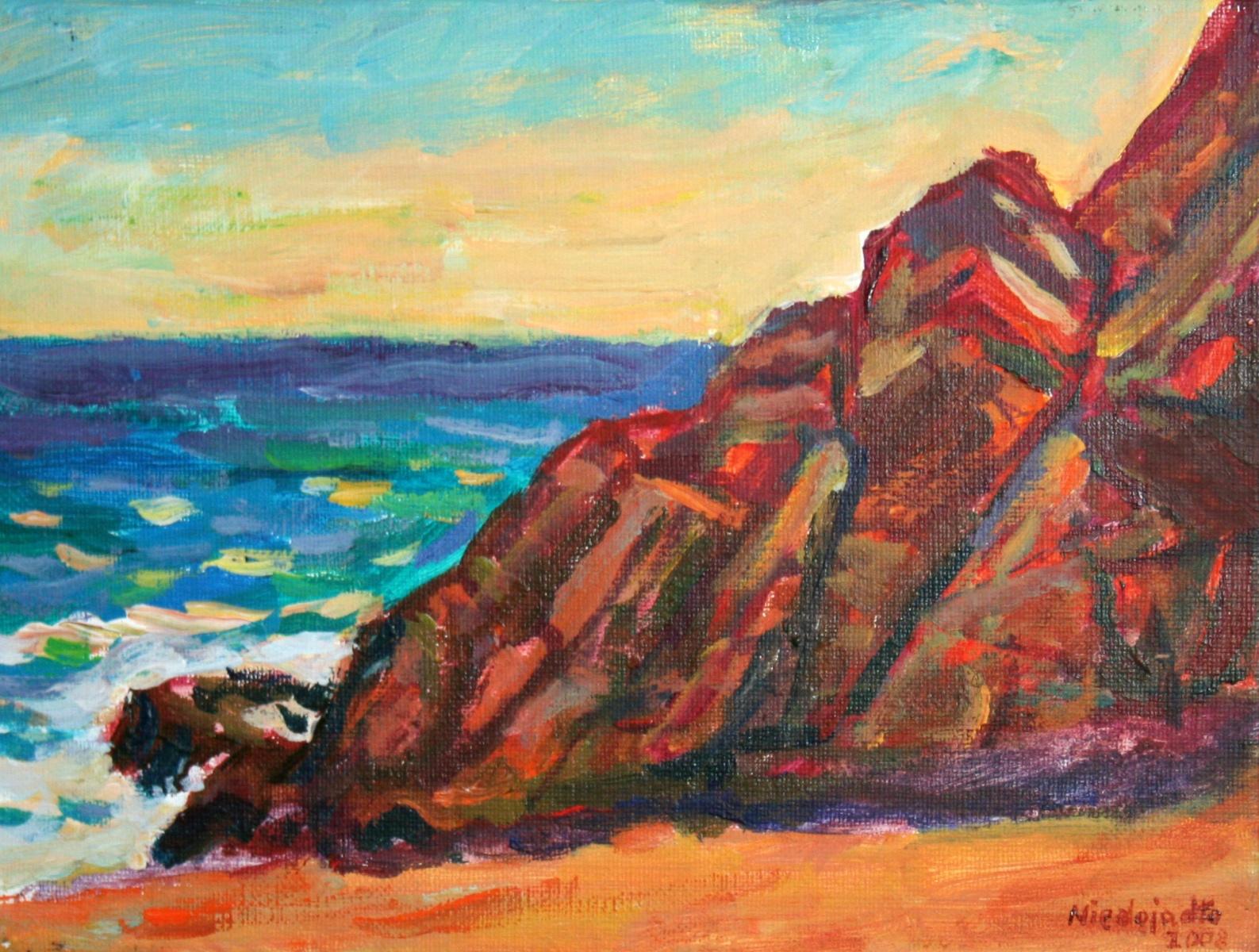 Marek Niedojadło Landscape Painting - Rocks in Spain - 21 century, Oil landscape painting, Colourful