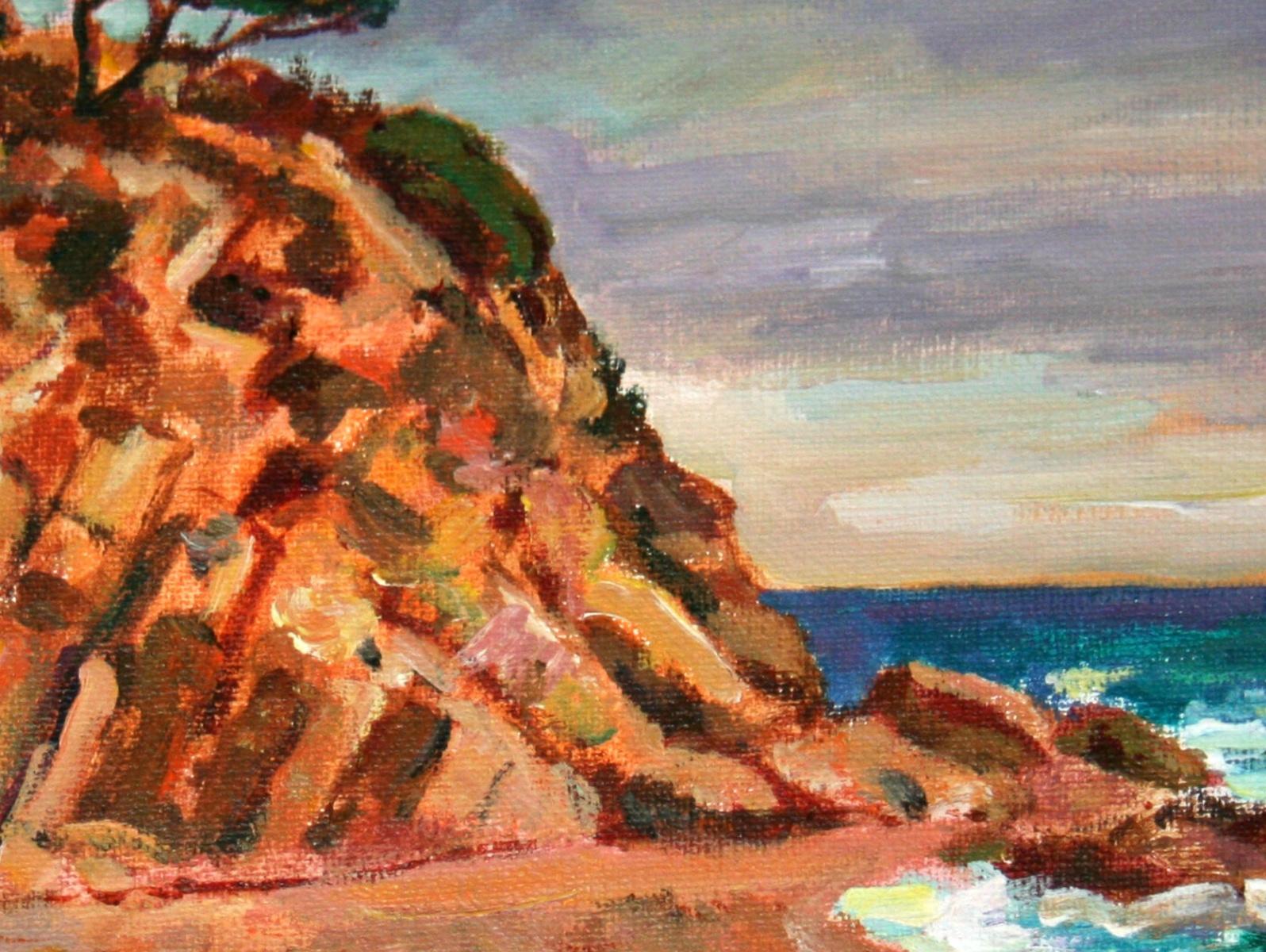 Spanish seaside - XXI century, Oil landscape painting, Colourful - Painting by Marek Niedojadło